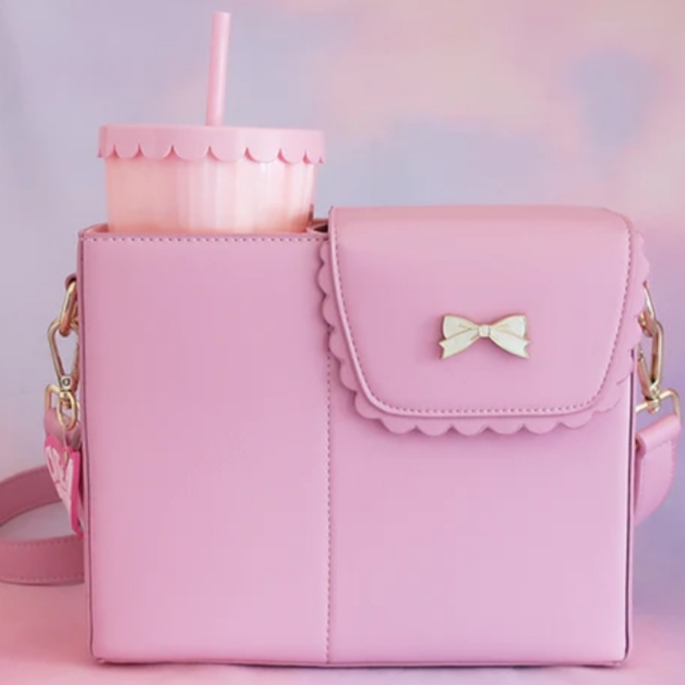 Kate Gabrielle Ella Cupcake Pink Bow Accent Women's Drink Bag